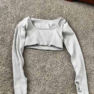 Women's Gray Ribbed Crop Top